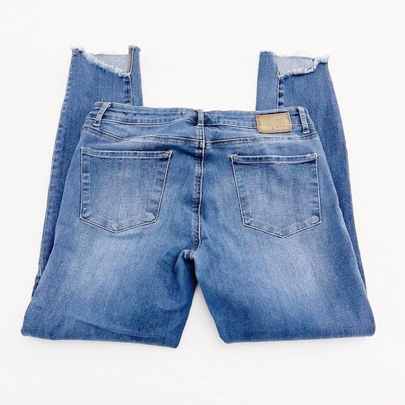 Leith Mid-Rise Skinny Blue Denim Jeans Raw Hem SZ28 - Picture 3 of 7